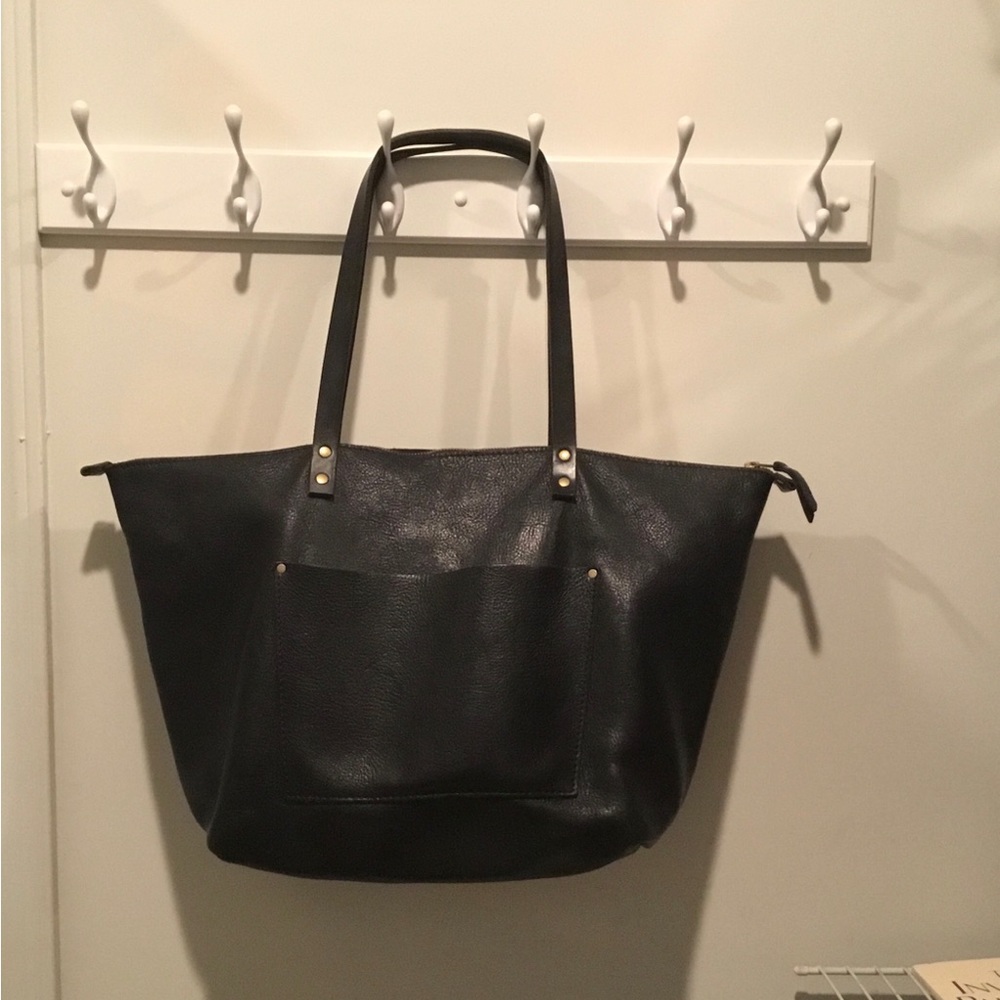 Pebbled Black Portland Leather Goods Oversized Tote